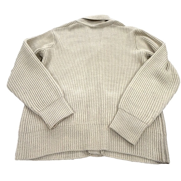 John Blair Vintage Men's Cozy Cowl Collared Cardigan Sweater; Pockets; Tan; Med - Picture 2 of 7